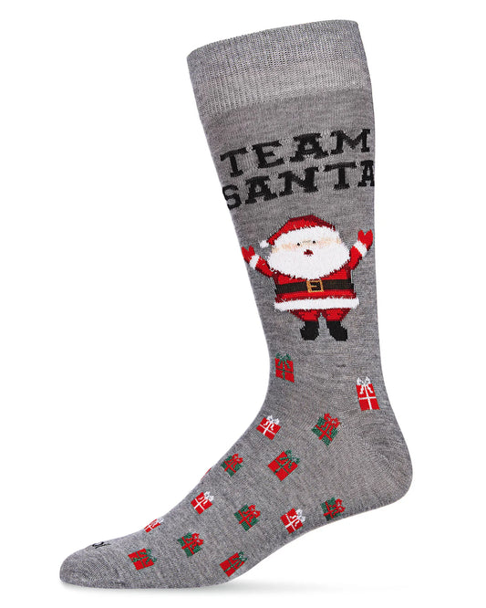 Men's Team Santa and Gifts Holiday Novelty Crew Sock