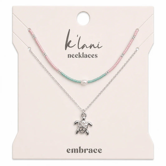 "Embrace" Silver Sea Turtle Necklace Set