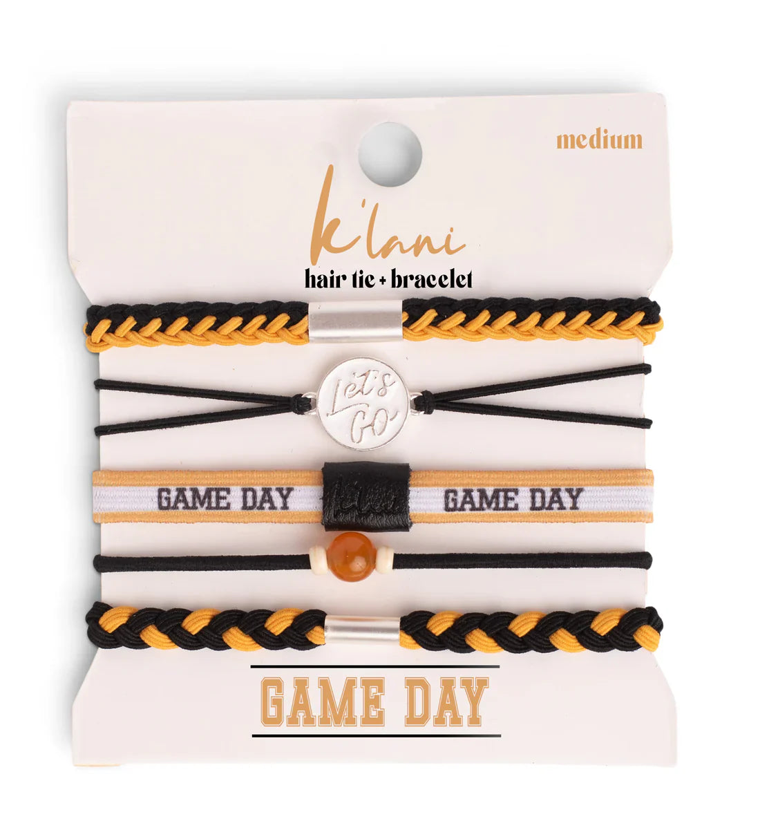 Klani Game Day Black Gold - Hair Tie Bracelet