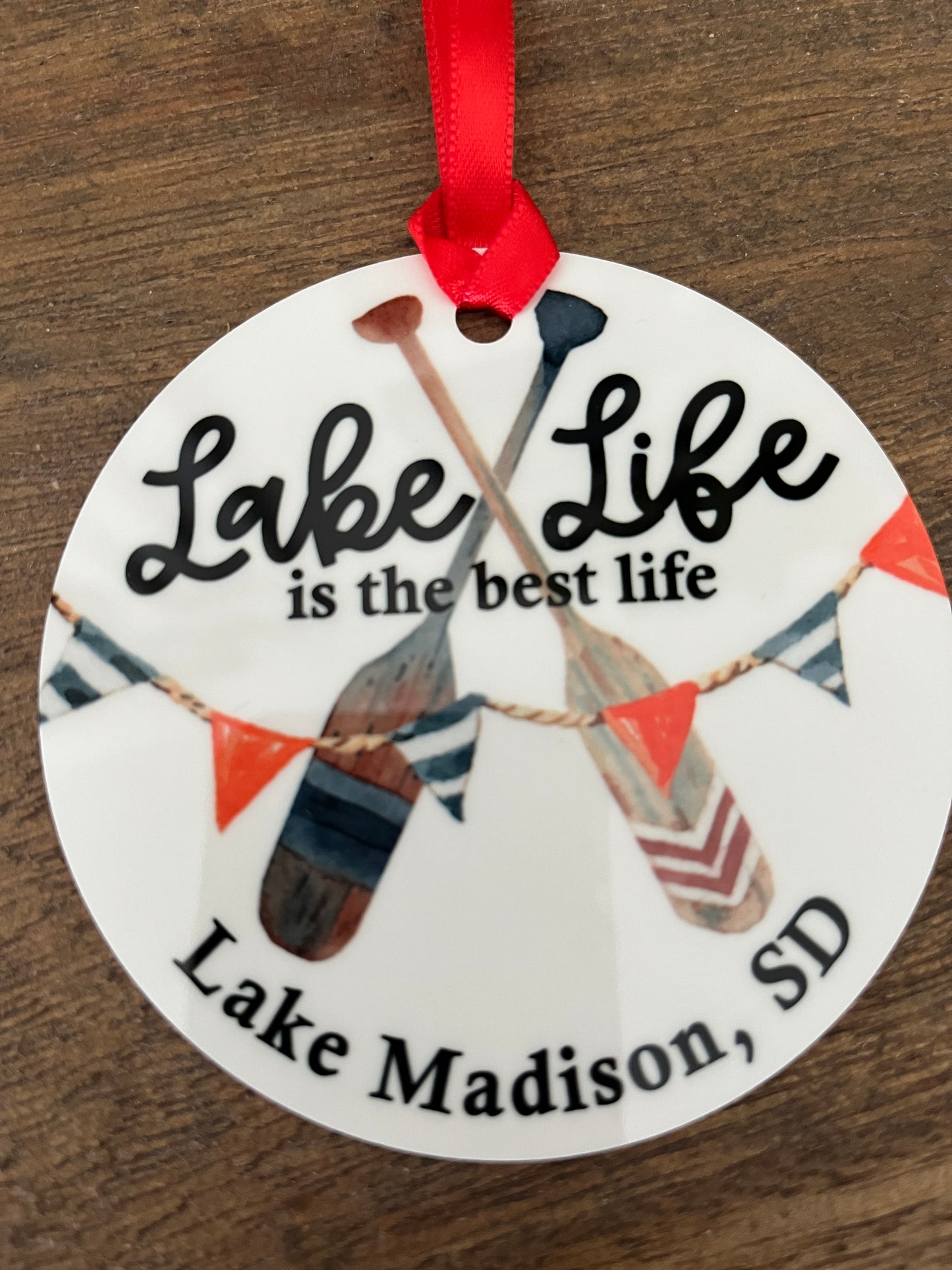 Custom Christmas Ornament - Lake Life Is The Best Life (Oars)