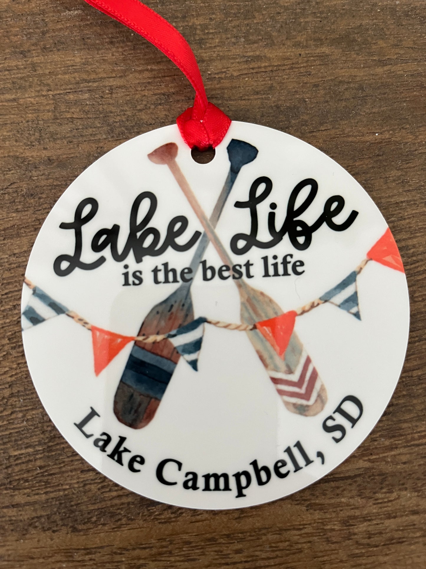 Custom Christmas Ornament - Lake Life Is The Best Life (Oars)