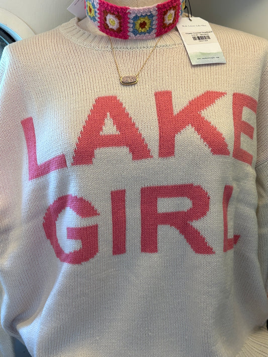 Lake Girl Knit Sweater- Ivory/Pink
