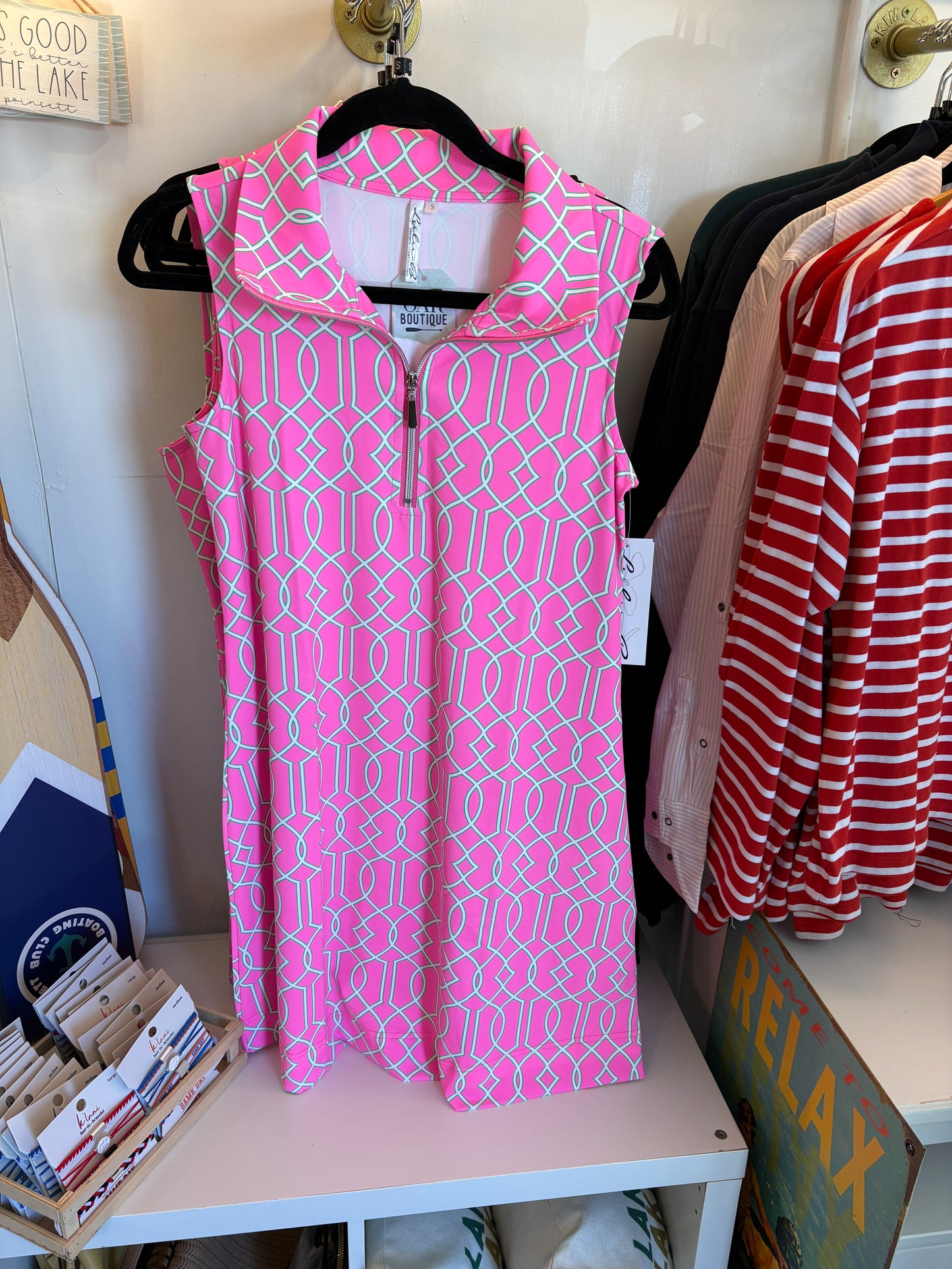 LuluB Sleeveless Zip Wing Dress/Pink