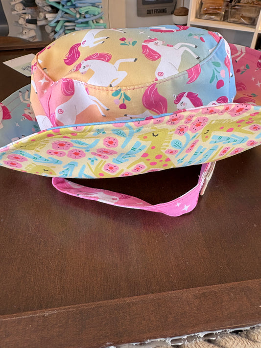 Youth Reversible Sun Hat-Unicorn-Giraffe