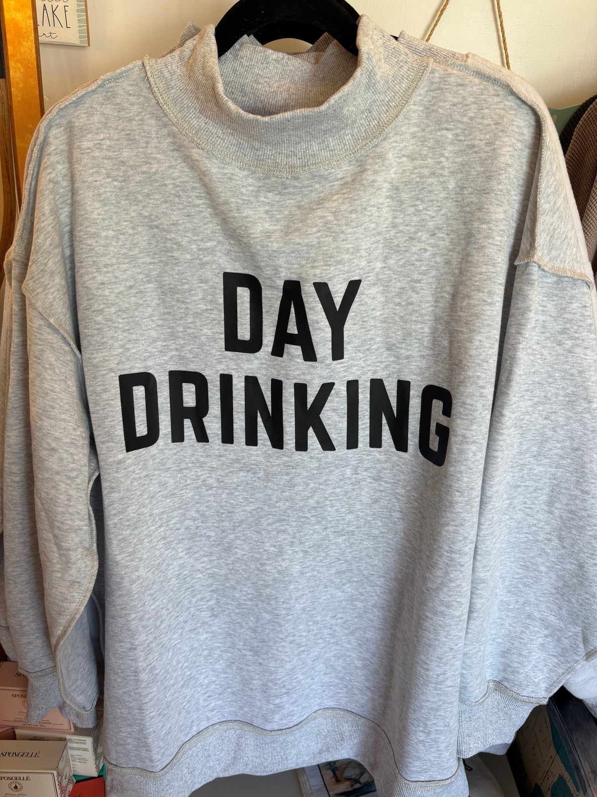 Lt. Gray Day Drinking and Hungover Reversible Sweatshirt