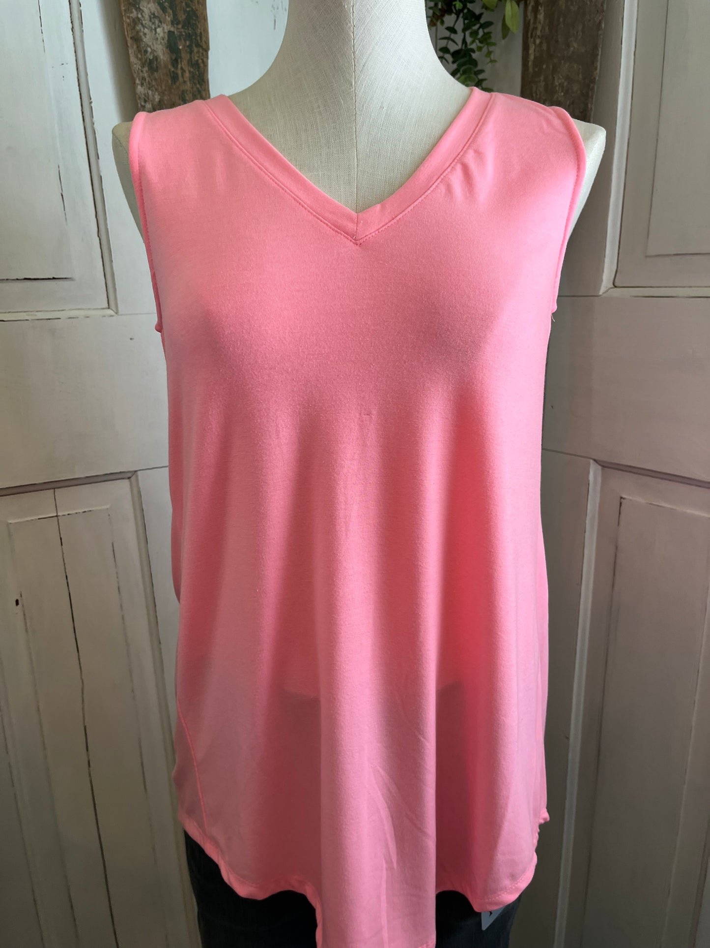 Luxe Rayon Sleeveless V-Neck Tank Top