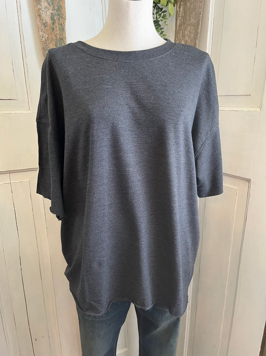 Plus French Terry Raw Edge Top