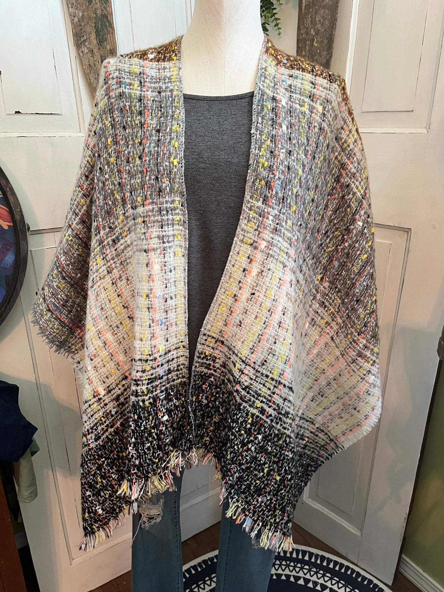 Confetti Stitch Shawl Wrap Sweater