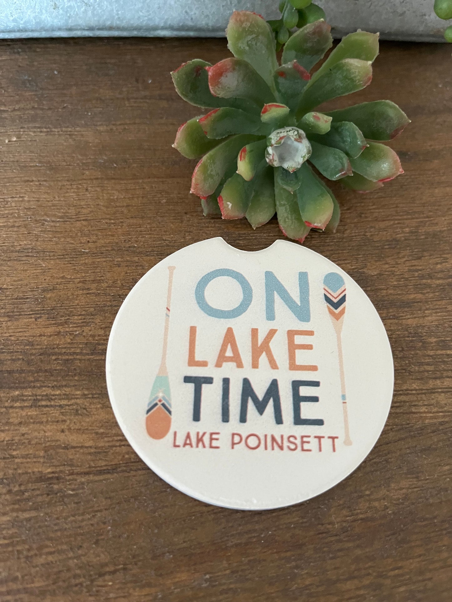On Lake Time - Custom Car Coaster