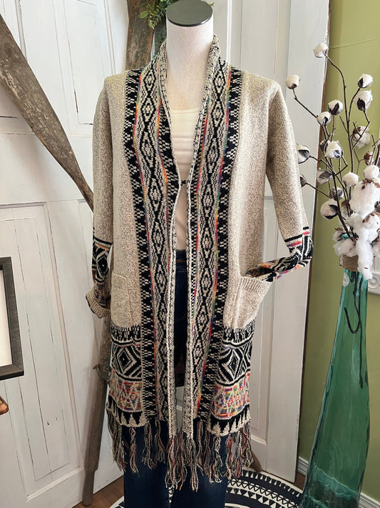 Retro Boho Cardigan / Gray