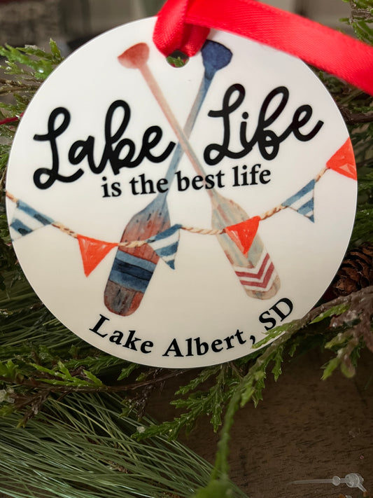 Custom Christmas Ornament - Lake Life Is The Best Life (Oars)