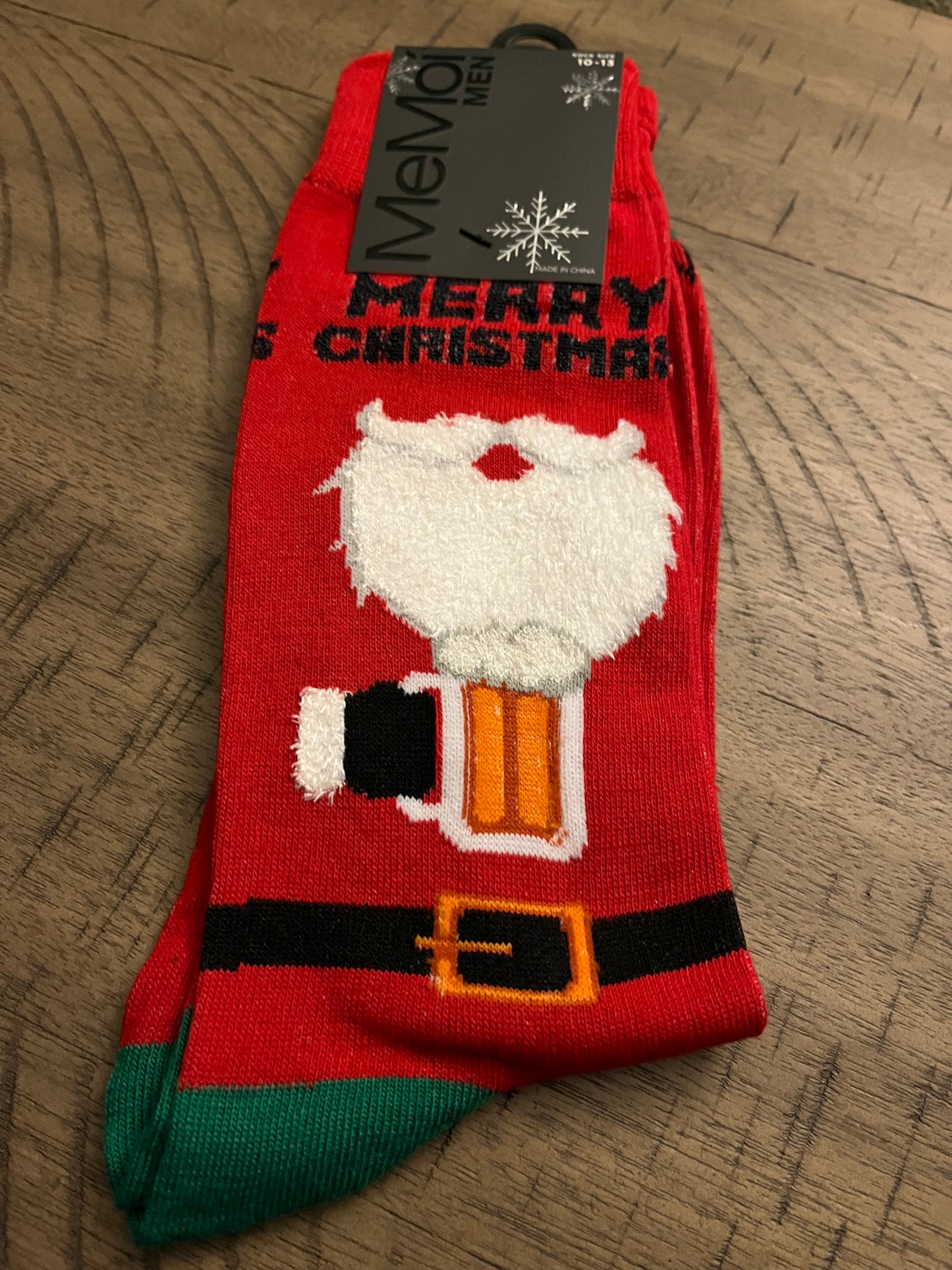 Mens Santa Claus and Suds Holiday Crew Sock/Red