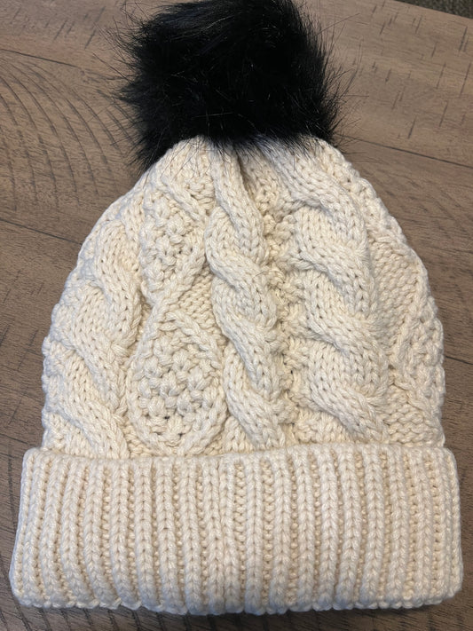 Ivory Knit Pom Hat