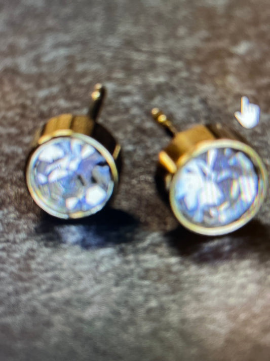 Rhinestone Stud Earrings/ Gold