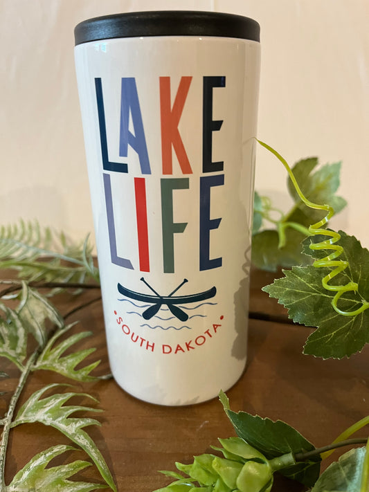 Skinny Insulated Cooler / Lake Life / South Dakota