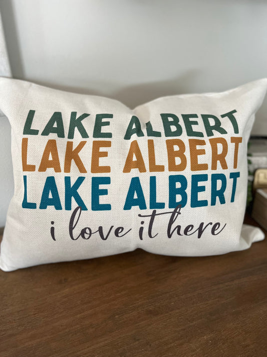 Custom Lake Albert Lumbar Pillow/ Lake Albert I love it here.