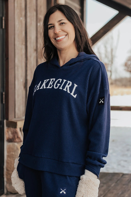 Lake Girl Rib Hacci Hoodie-Navy