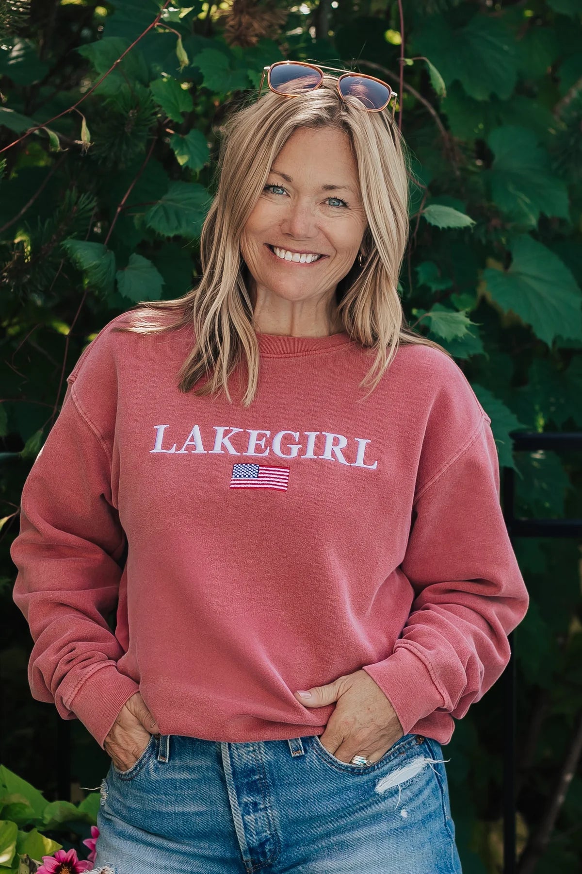 Lakegirl Fleece Crew Ringspun / Nantucket Red