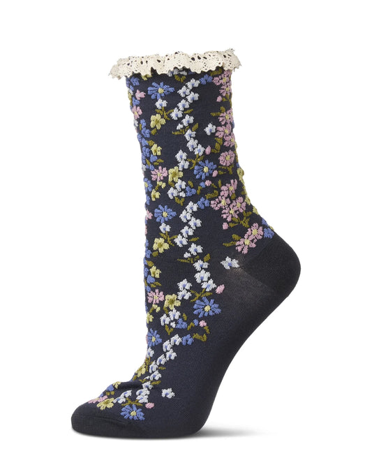 Women's Liberty Floral Lace Cuff Crew Socks