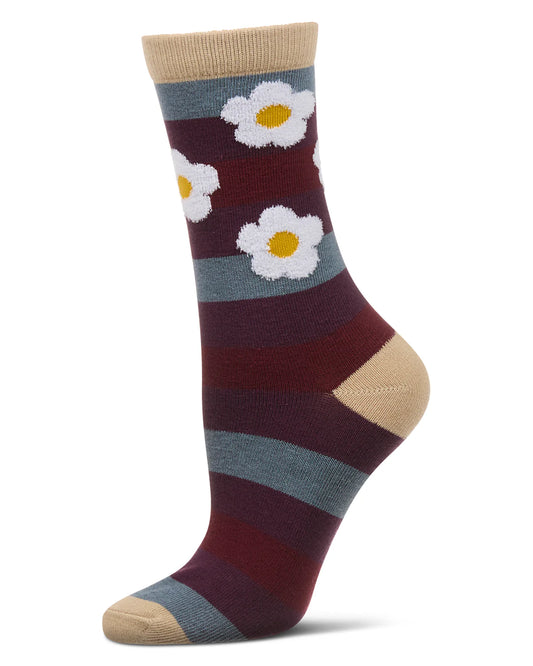 Women's Flower Pop Stripe Dimensional Crew Socks