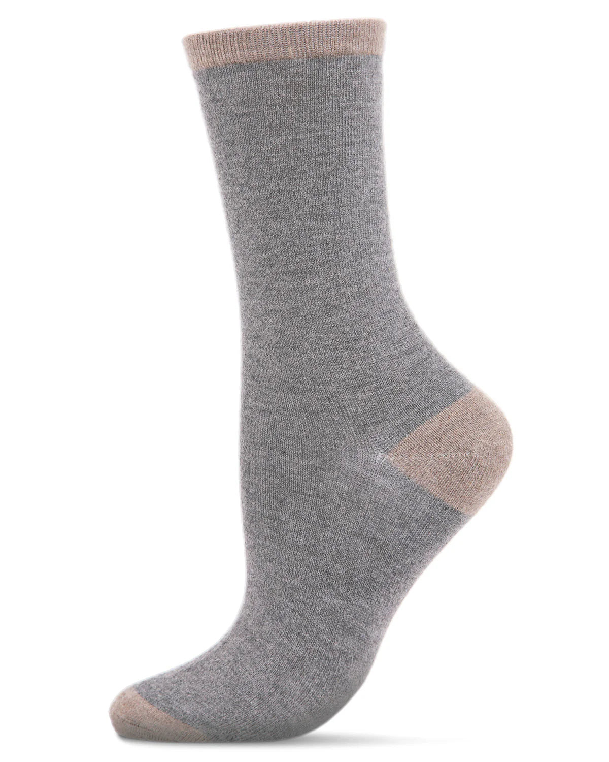 Tipped Flat knit Cashmere Crew/Hemp Heather