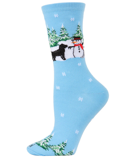 Women's Dog & Snowman Holiday Crew Socks