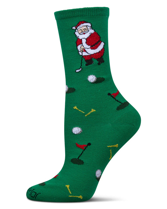 Women's Golfing Santa Holiday Crew Socks