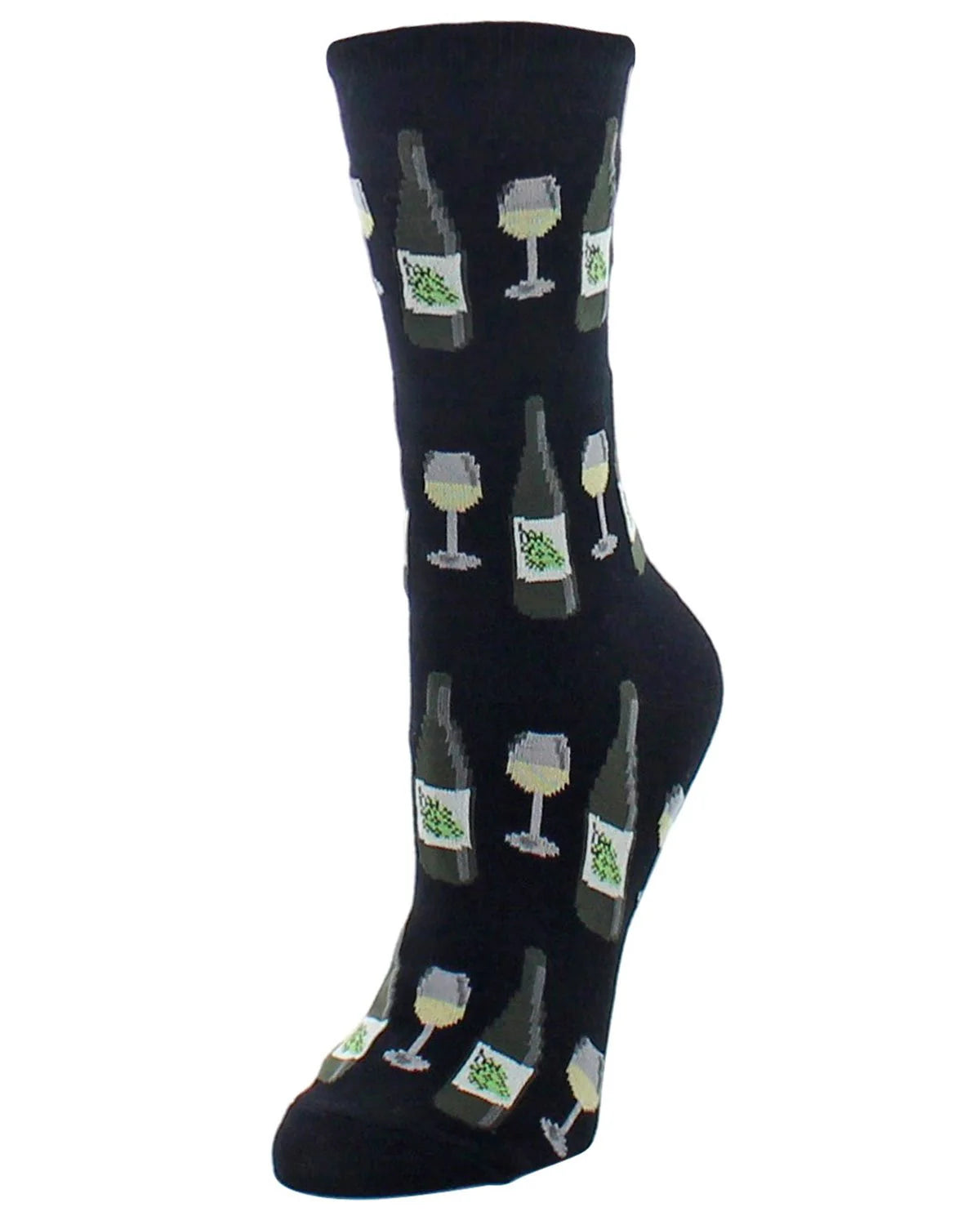 Wine Glass Bamboo Blend Crew Socks