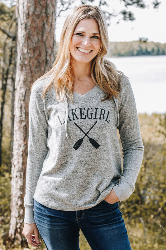Lake Girl Hacci Long Sleeve Hoodie-Grey