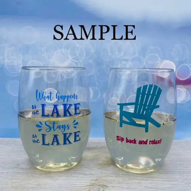 ON LAKE TIME Shatterproof Wine Glasses: 2pk