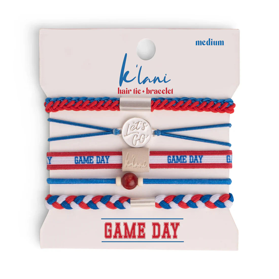 Klani Game Day Red Blue White - Hair Tie Bracelet