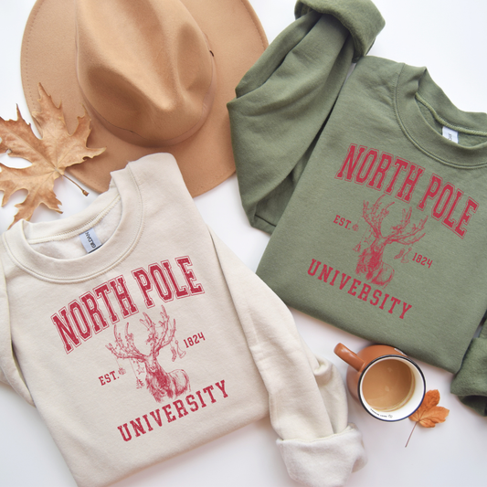 North Pole University Christmas Sweatshirt - Christmas Tee: