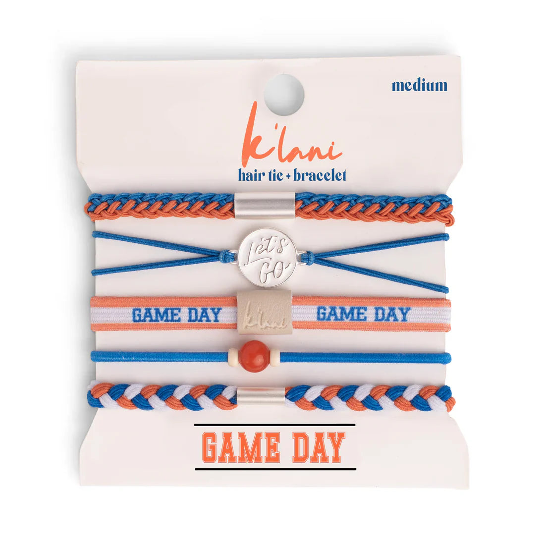 Klani Game Day Blue Orange Hair Tie Bracelet