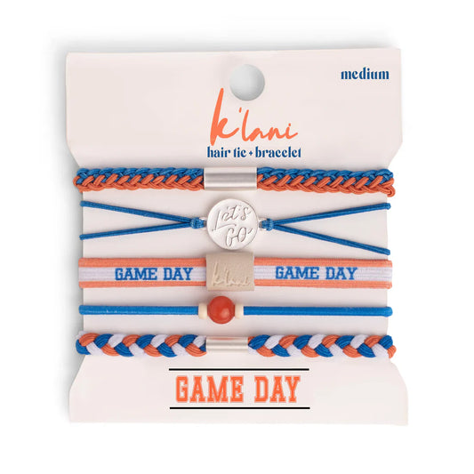 Klani Game Day Blue Orange Hair Tie Bracelet