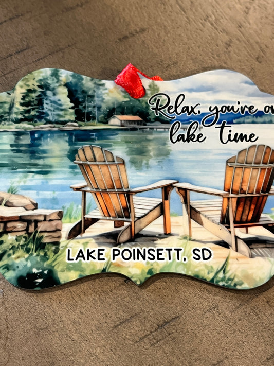 Lake Life Lake Time Custom Town Christmas Ornament: Aluminum
