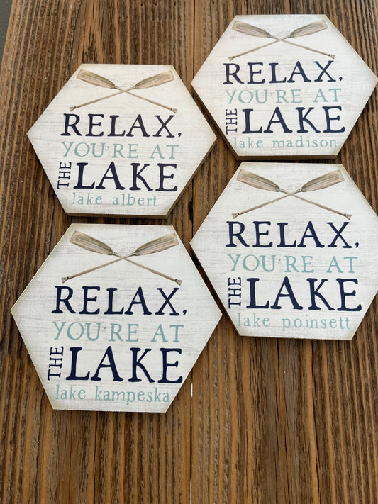 Relax, You're at the Lake Custom Lake Coasters