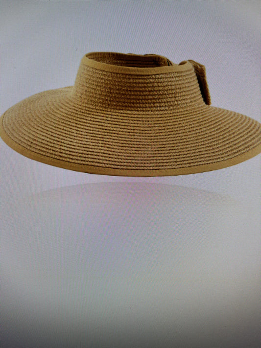 Tan Raffia Sun Visor/Detail Bow