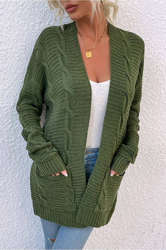 Front Twist Cable Knit Cardigan