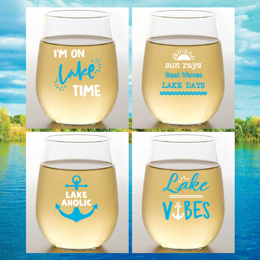 ON LAKE TIME Shatterproof Wine Glasses: 2pk